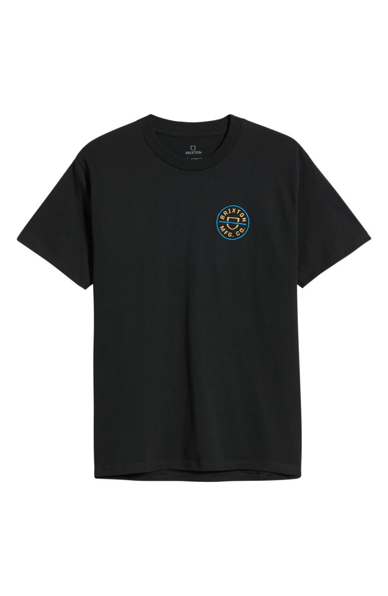 Brixton Crest Cotton Graphic T-Shirt, Alternate, color, Black/ Copper/ Medium Blue