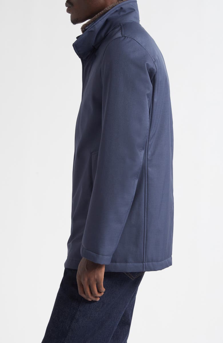 Herno Twill Car Coat with Removable Faux Fur Lining, Alternate, color, Blue Navy