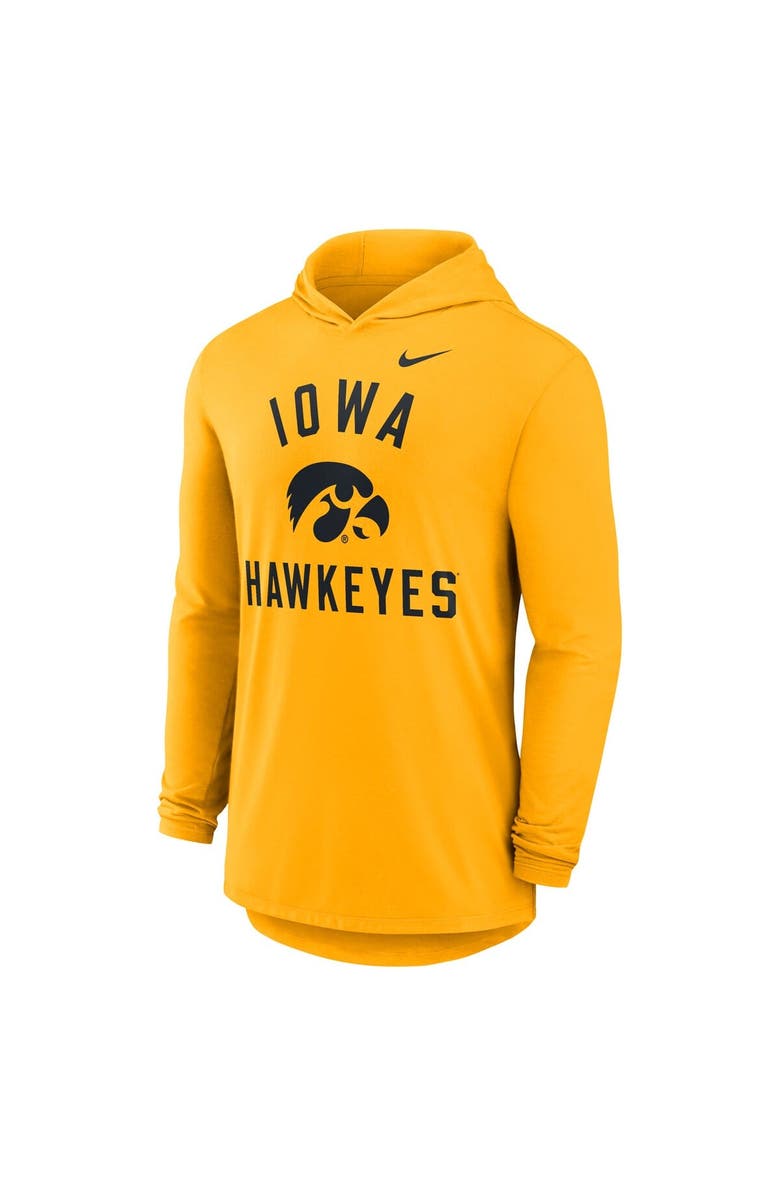 Nike Men's Nike Gold Iowa Hawkeyes Classic Arch Tri-Blend Long Sleeve Hoodie T-Shirt, Alternate, color, Gold
