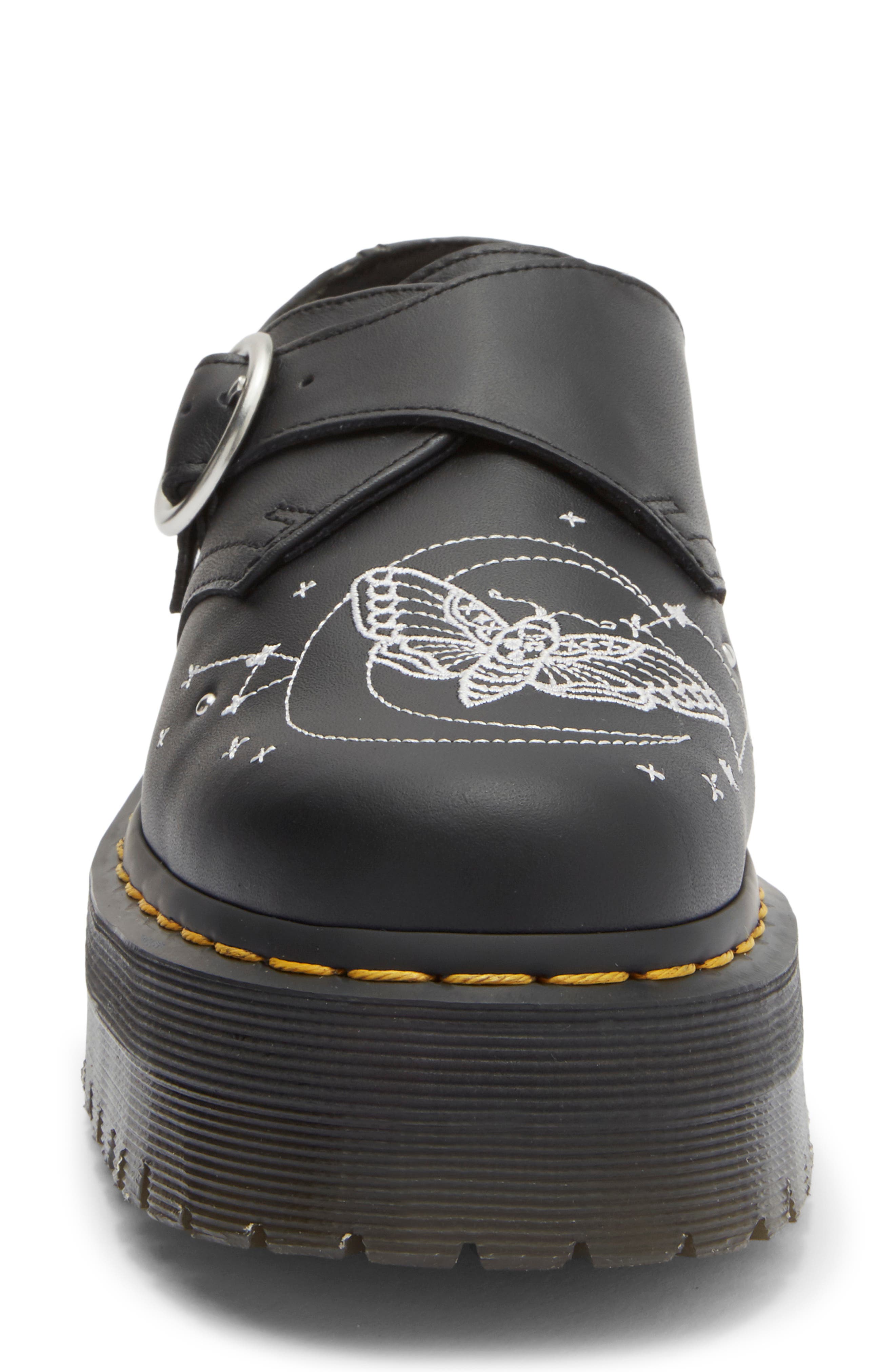 Dr. Martens Celestial Moth Monk Strap Platform Loafer, Alternate, color, Black