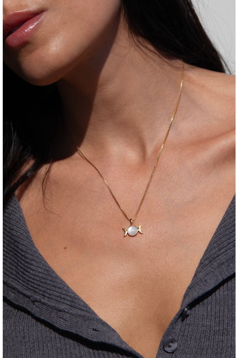 Mini Triple Moon Pendant Necklace, Alternate, color, 14K GOLD VERMEIL