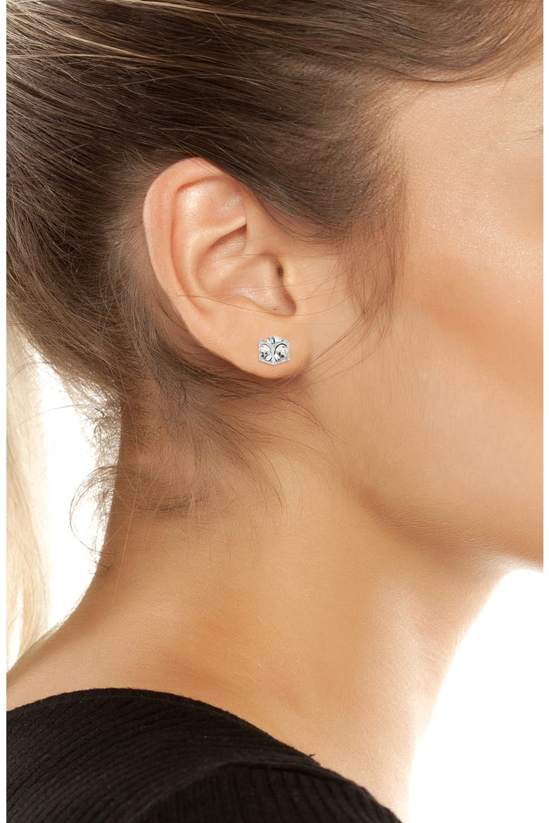 Cube Crystal Stud Earrings, Alternate, color, RHODIUM