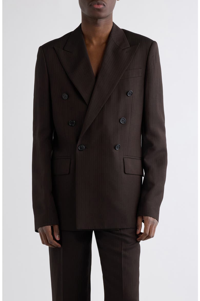Jason Herringbone Double Breasted Blazer, Main, color, CHOCOLATE BROWN