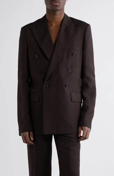 Jason Herringbone Double Breasted Blazer