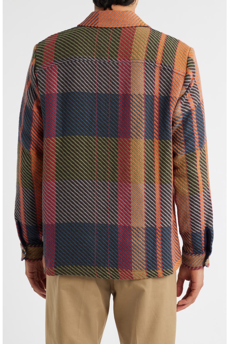 Whiting Tempo Exploded Plaid Cotton Blend Button-Up Overshirt, Alternate, color, ORANGE / MULTI