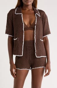Elan Crochet Button-Up Cover-Up