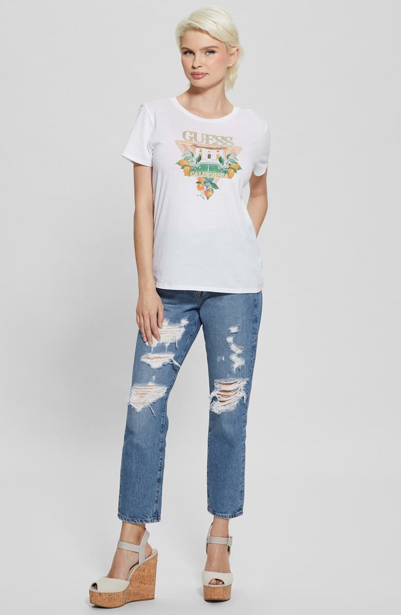 GUESS Mansion Rhinestone Embellished Logo Graphic T-Shirt, Alternate, color, 