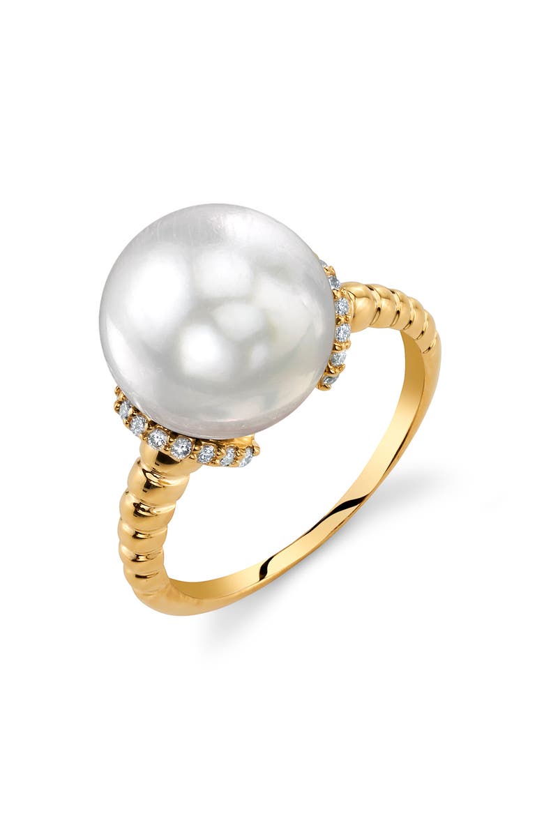 White South Sea Pearl & Diamond Jackie Ring, Main, color, Yellow Gold