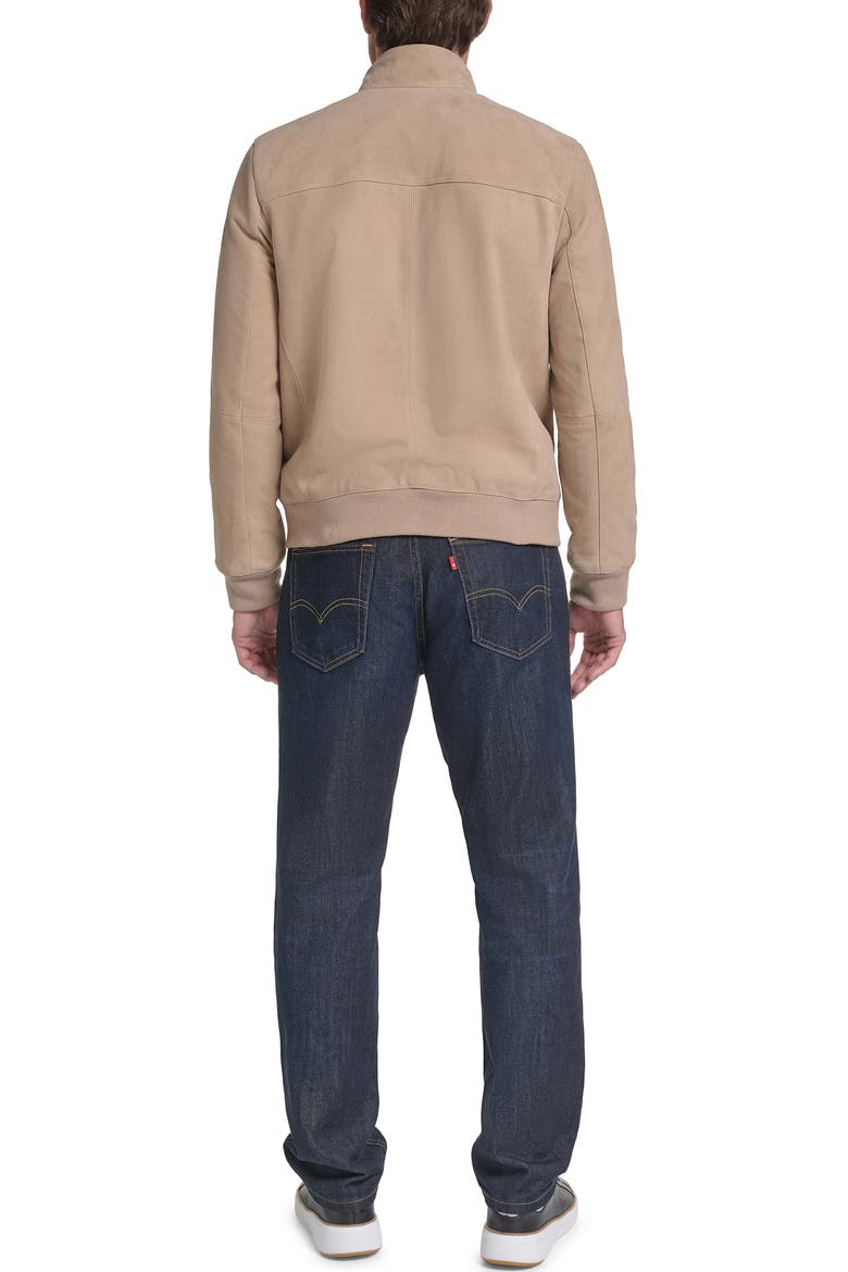 Suede Bomber Leather Jacket, Alternate, color, SAND