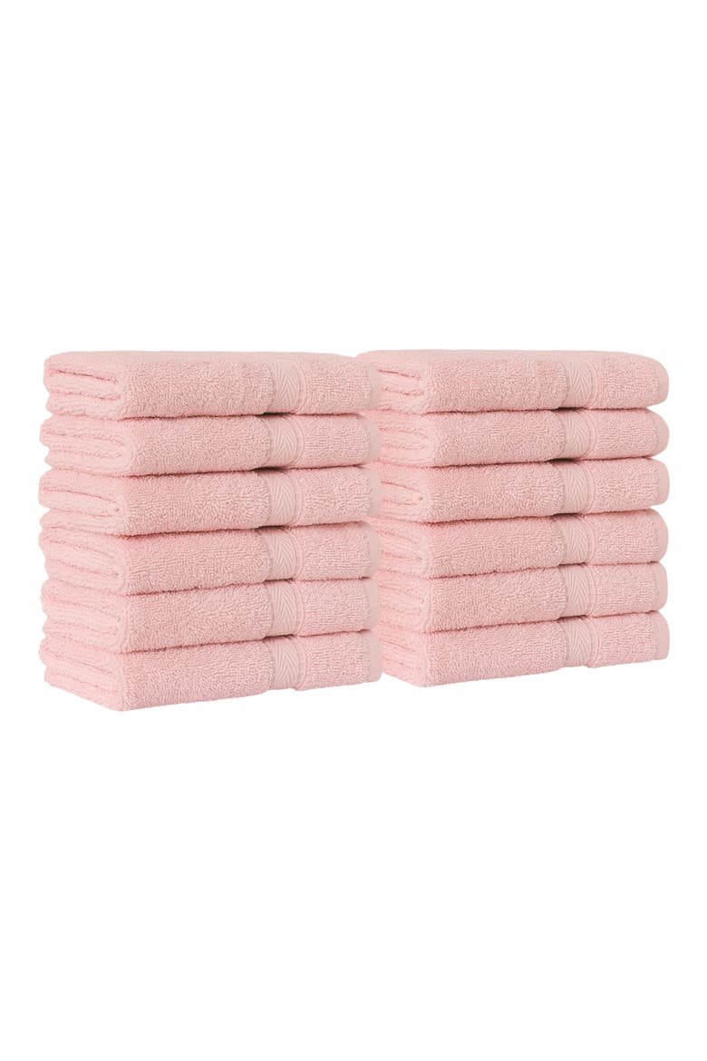 100% Turkish Cotton Sinemis Terry Washcloths - Set of 12, Alternate, color, PINK