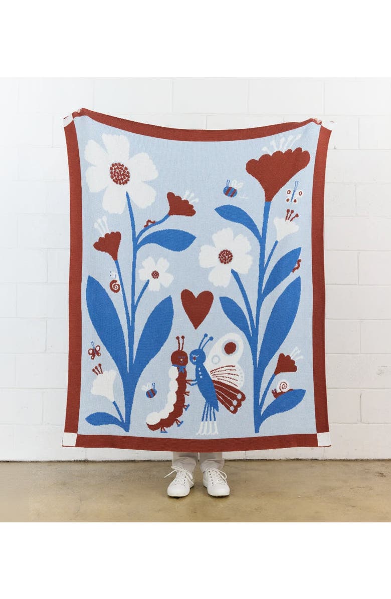 Biquette Bugs In Love Knit Throw Blanket, Alternate, color, Butterfly