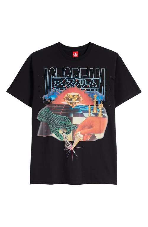 Icecream Service Cotton Graphic T-shirt In Black