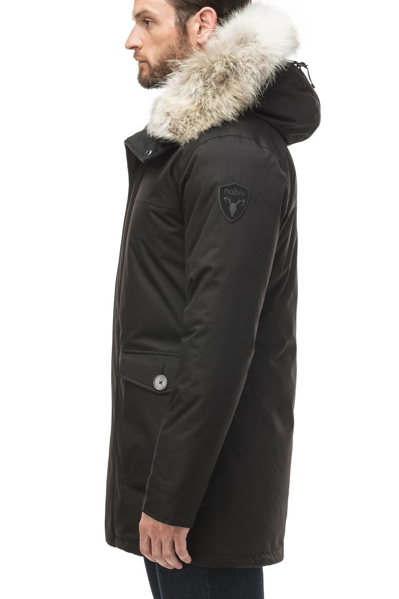 Yves Windproof & Waterproof 650 Fill Power Down Parka with Genuine Coyote Fur Trim, Alternate, color, BLACK