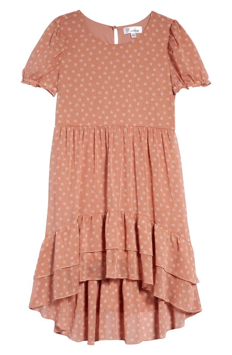 LOVE, NICKIE LEW Kids' Floral Tiered Dress & Necklace Set, Main, color, 