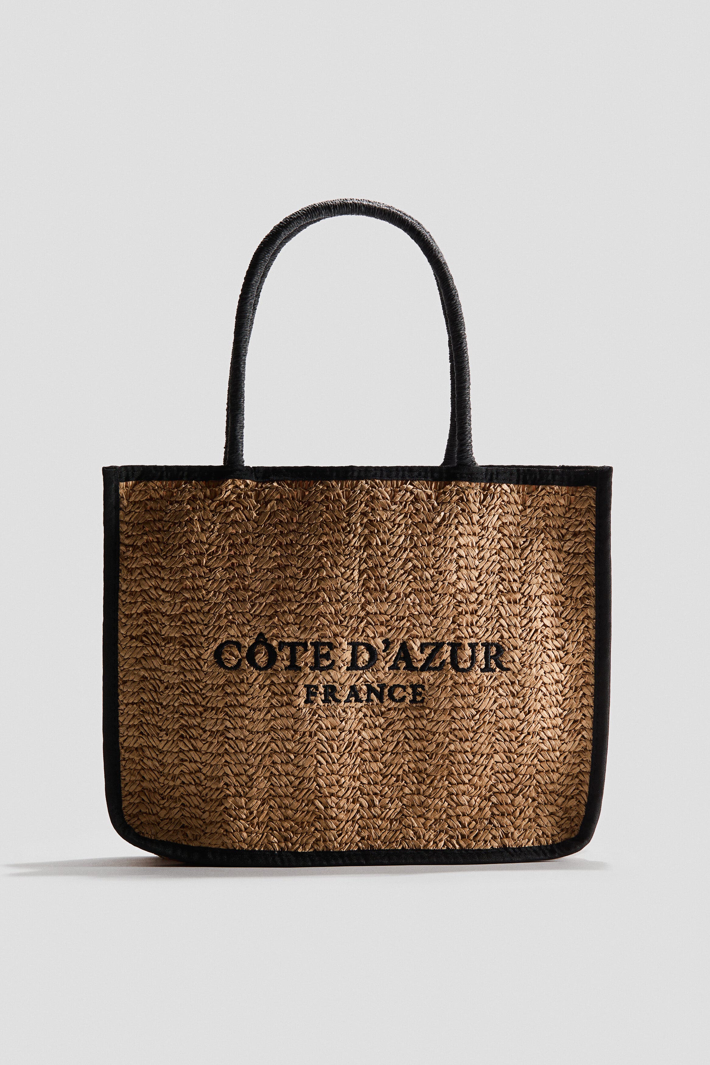 H&M Straw Shopper, Main, color, Beige/Black