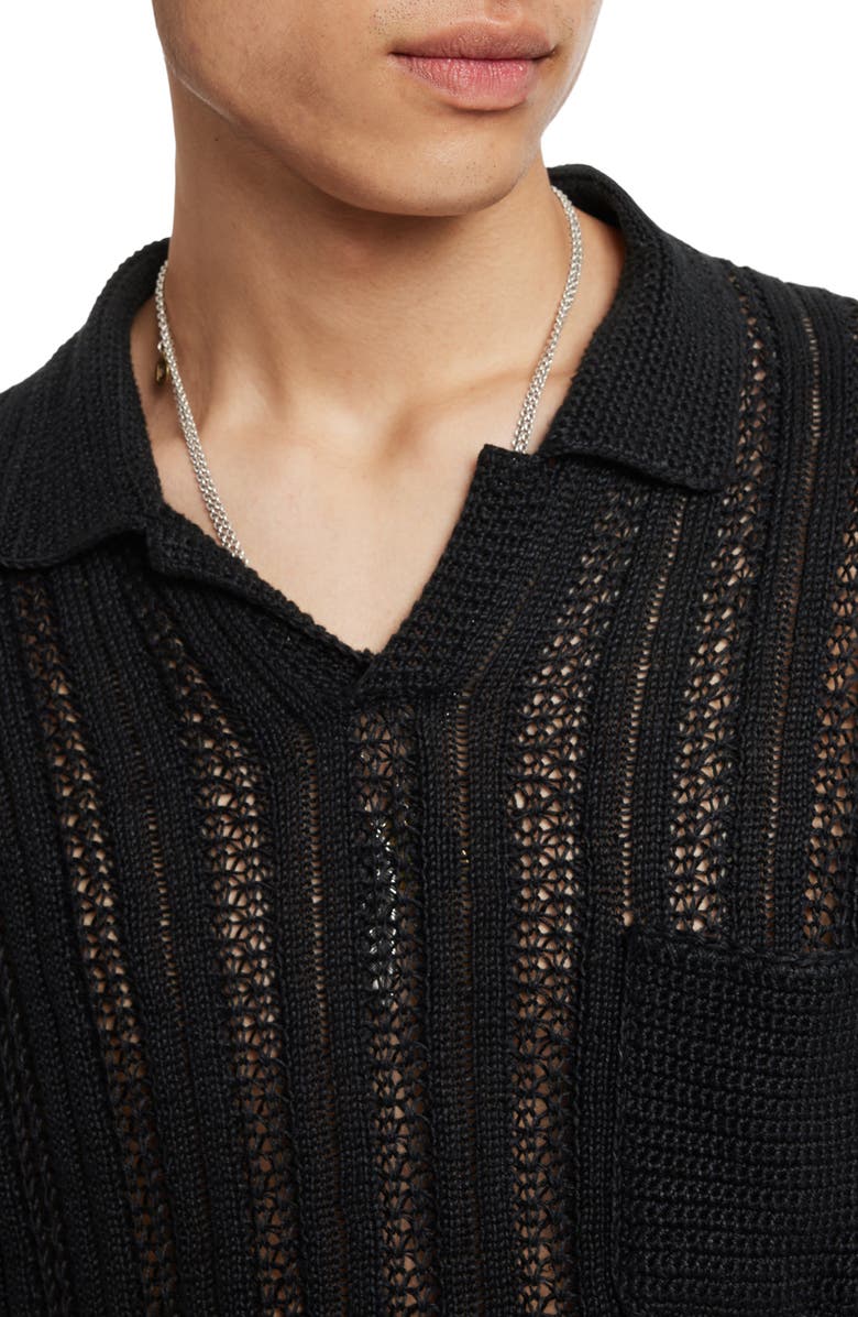 John Varvatos Odin Short Sleeve Textured Linen Sweater, Alternate, color, 