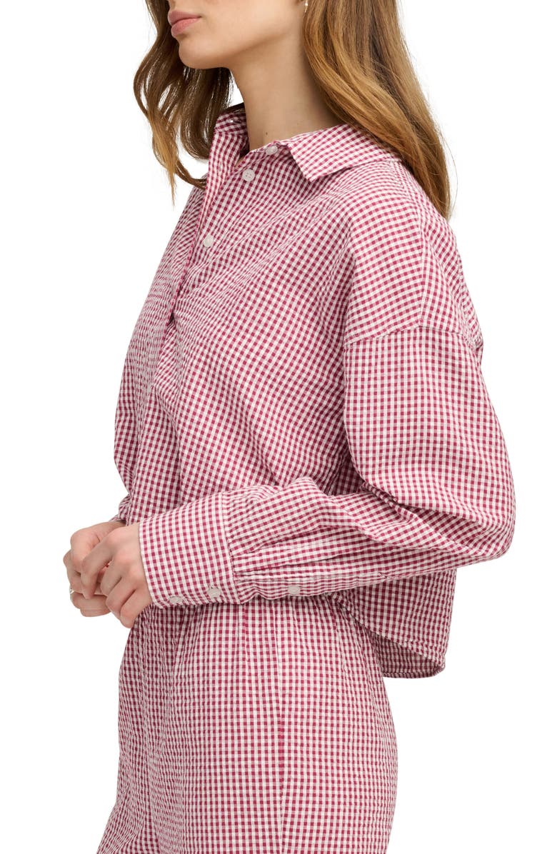 Favorite Daughter Crop Cotton Gingham Button-Up Shirt, Alternate, color,