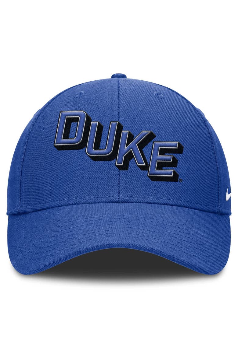 Nike Men's Nike Royal Duke Blue Devils Slanted Primetime Rise Performance Adjustable Hat, Alternate, color, Royal