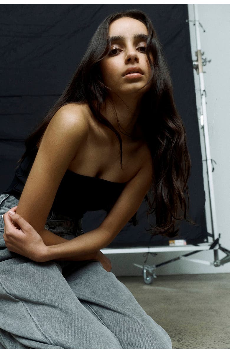 ONE OF OTHERS Lima Strapless Top, Alternate, color, Black