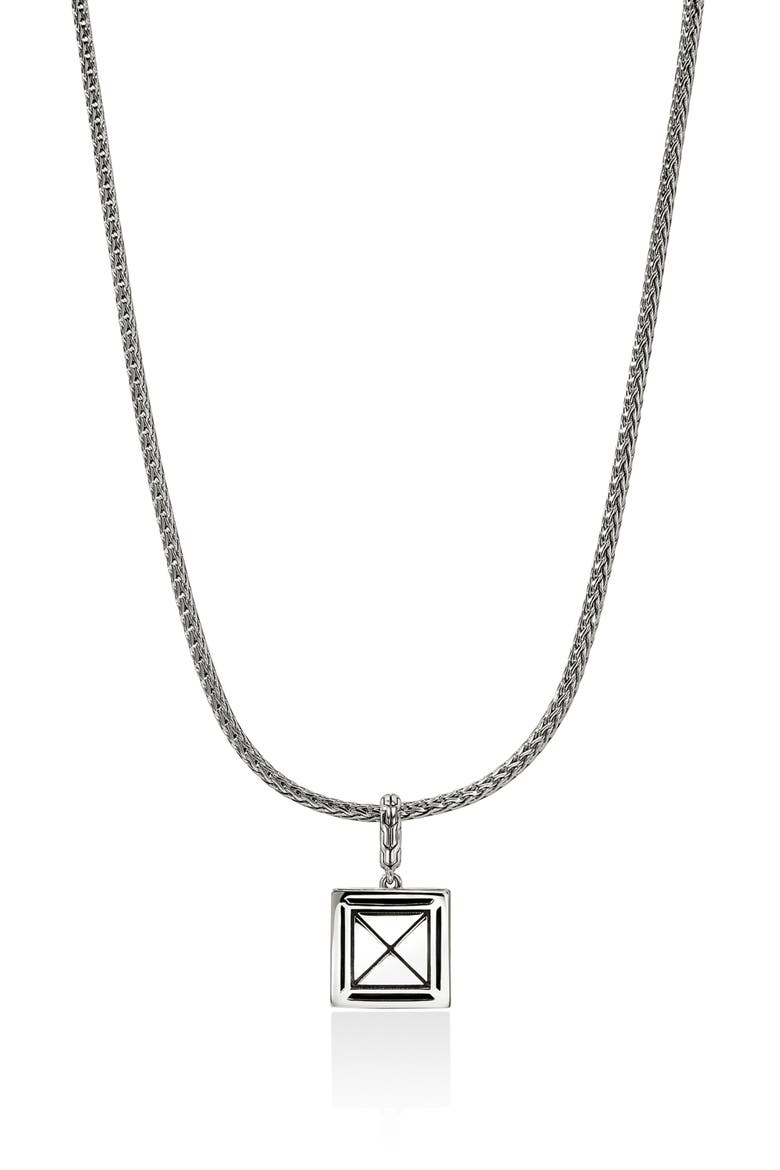 Icon Stud Pendant Necklace, Sterling Silver, Diamonds, Alternate, color, SILVER