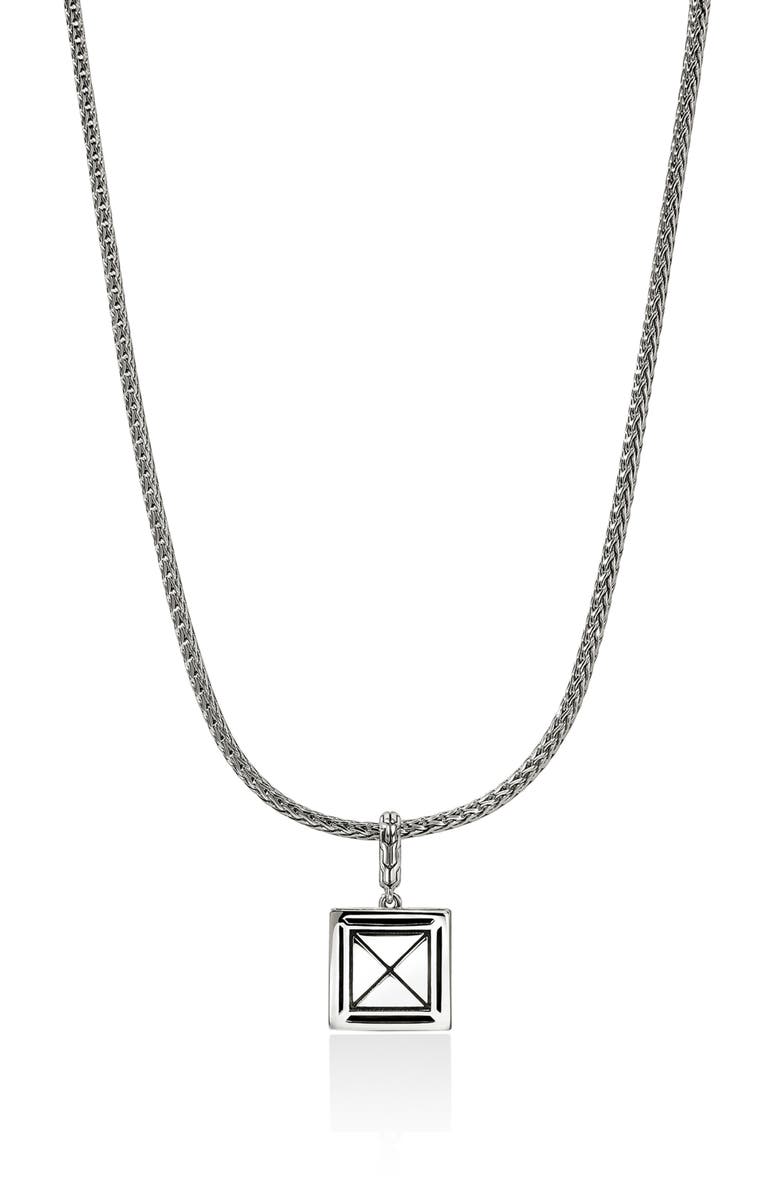John Hardy Icon Stud Pendant Necklace, Sterling Silver, Diamonds, Alternate, color, Silver