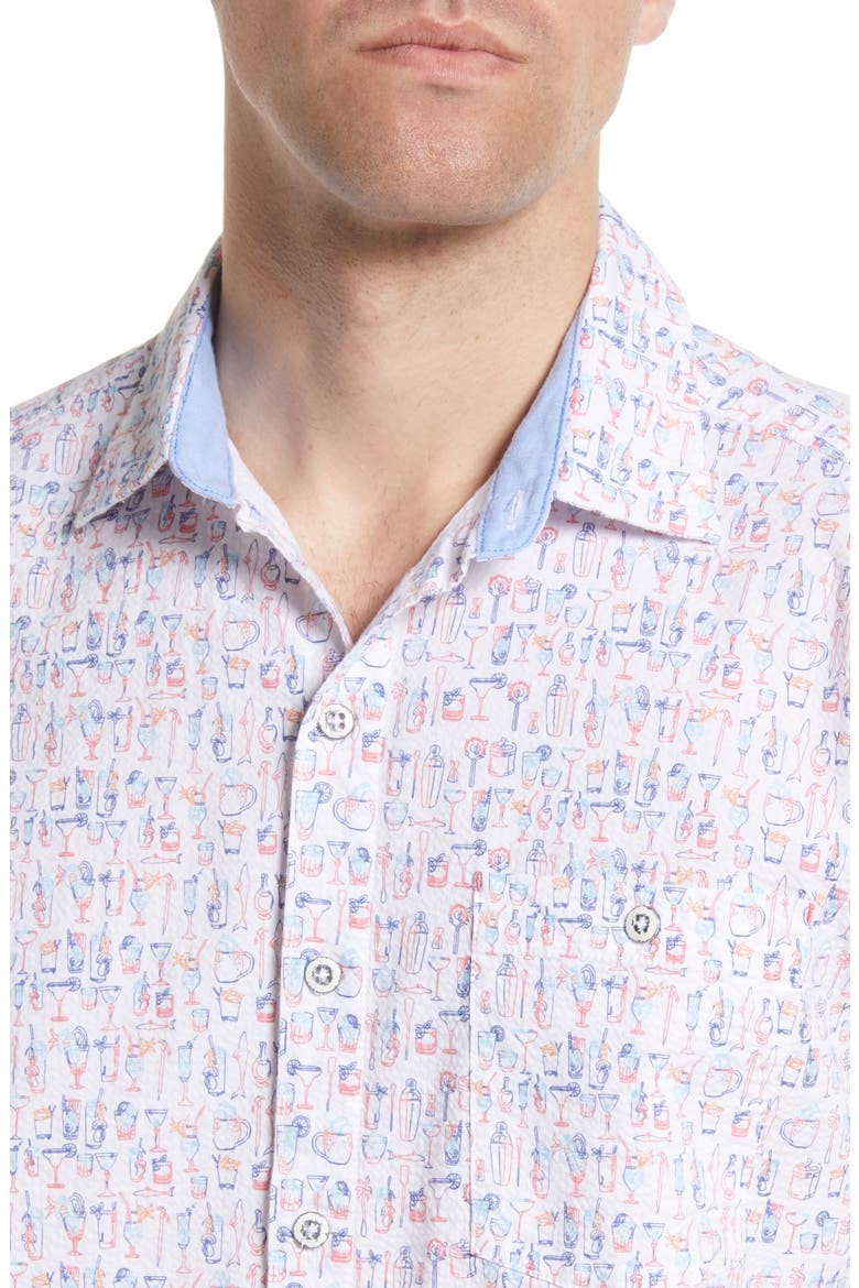 Nova Wave Last Call Print Short Sleeve Stretch Cotton Button-Up Shirt, Alternate, color, CONTINENTAL
