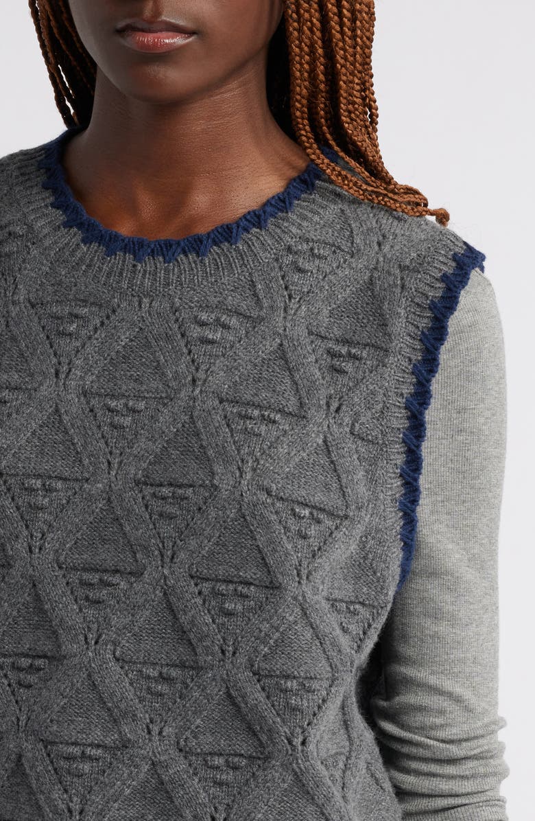 Treasure & Bond Merino Wool & Cotton Pointelle Sweater Vest, Alternate, color,