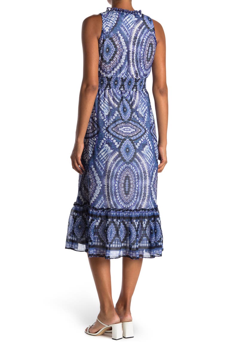 Voile Midi Dress, Alternate, color, INDIGO MULTI