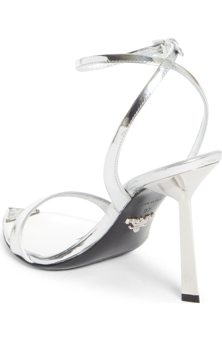 Prada Pointed Toe Logo Sandal, Alternate, color, Argento