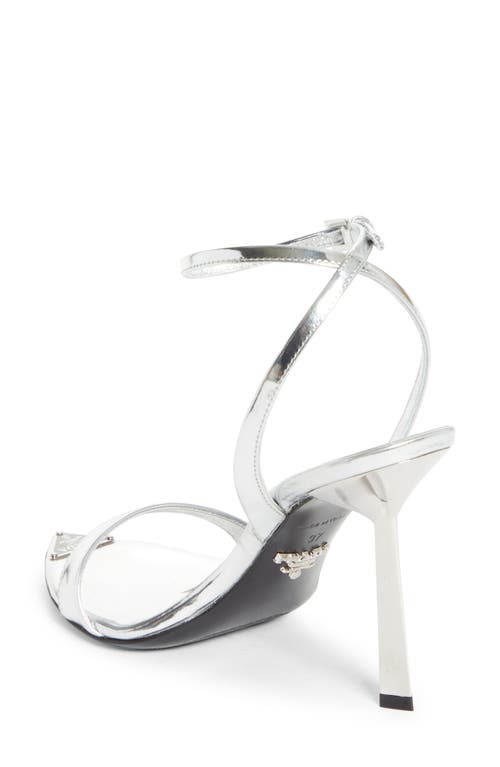 Prada Pointed Toe Logo Sandal In Silver