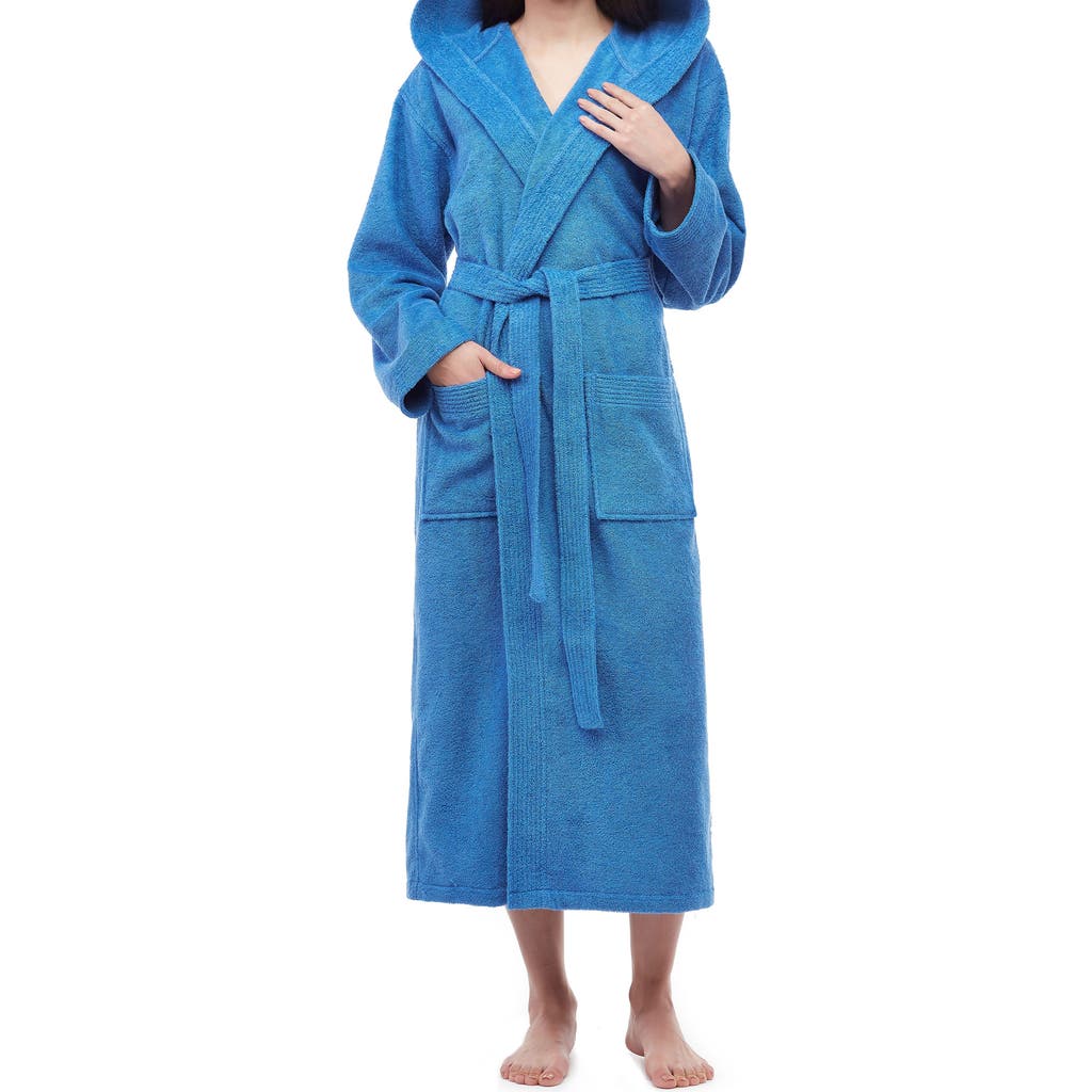 Arus Paradise Womens Hooded Cotton Bath Robe In Blue