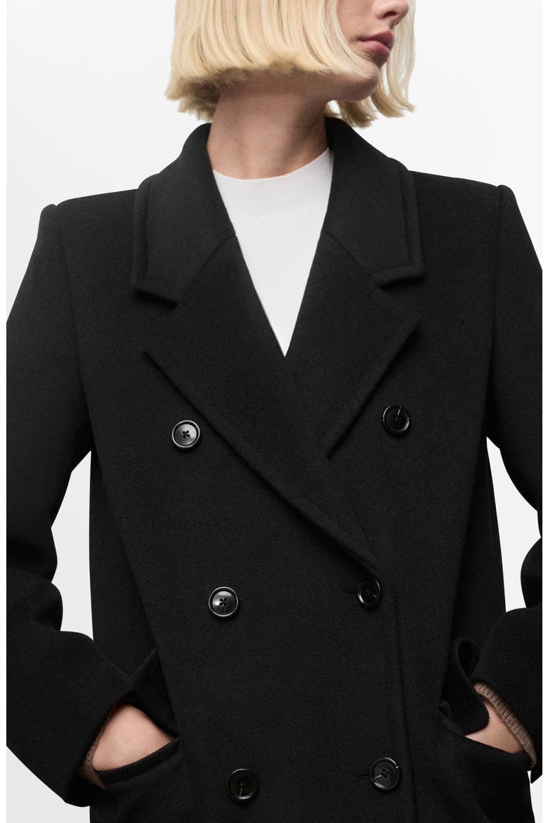 Double Breasted Coat, Alternate, color, BLACK
