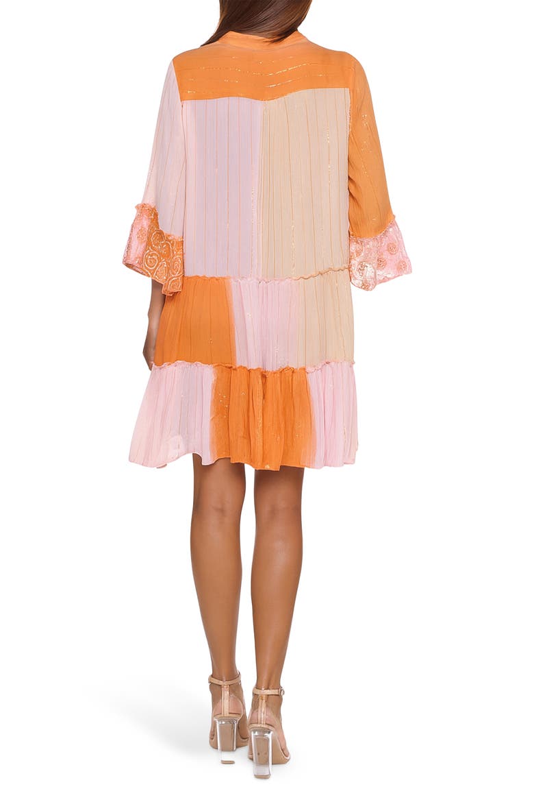 Patchwork Print Tiered Dress, Alternate, color, ORANGE