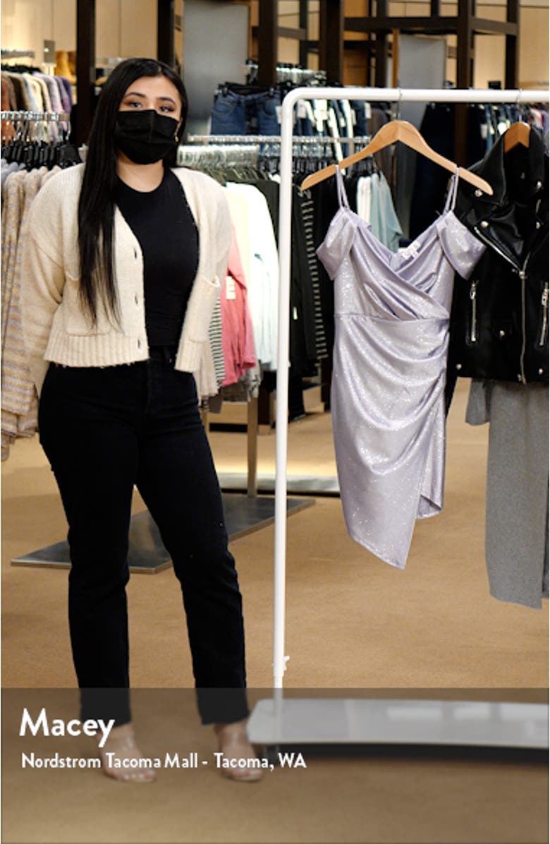 Glitter Cold Shoulder Asymmetric Hem Dress, sales video thumbnail