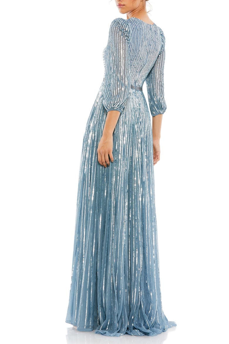 Sequin Surplice Tulle Gown, Alternate, color, SLATE BLUE