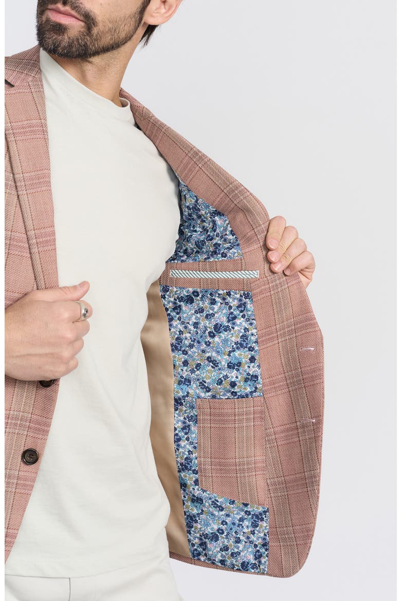 Plaid Wool Blend Sport Coat, Alternate, color, PEACH