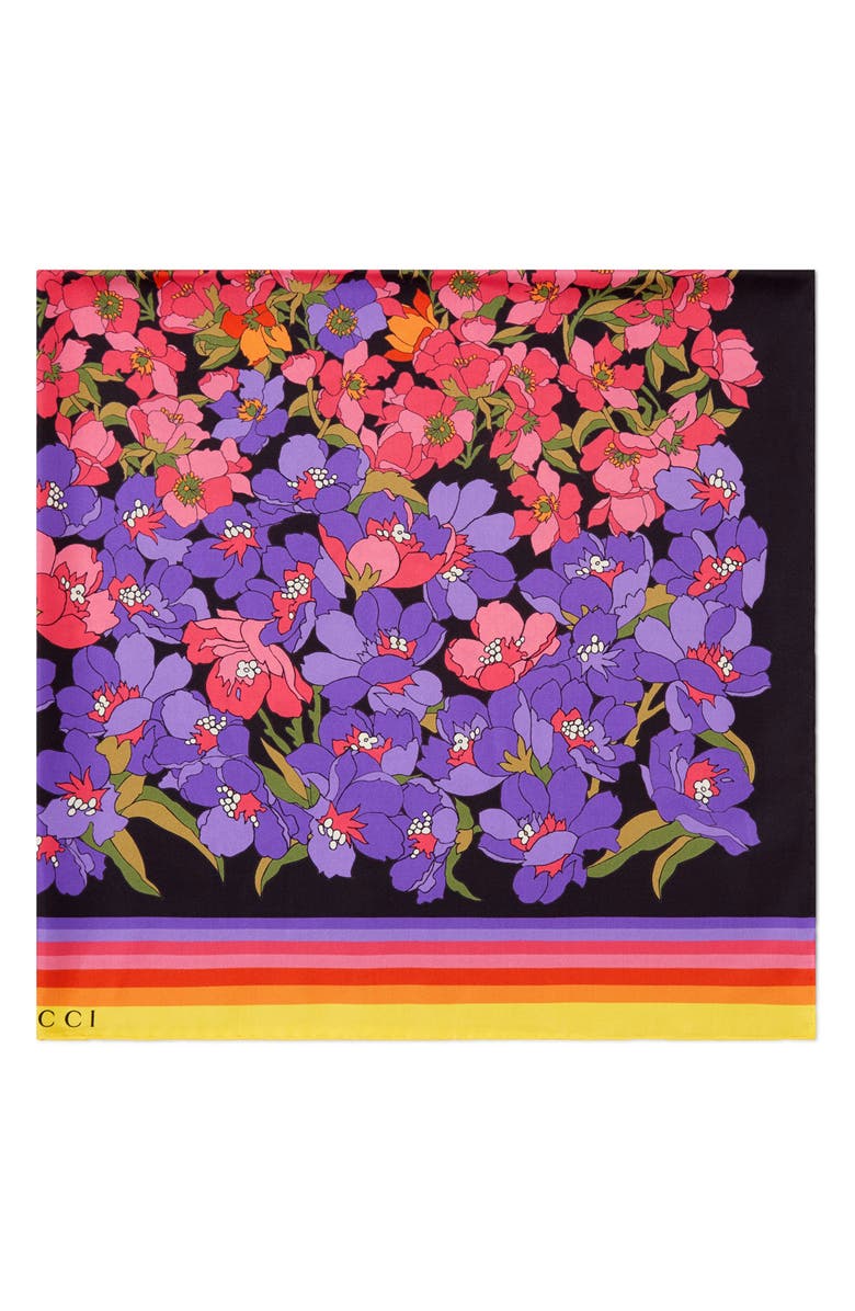 Gucci Dégradé Floral Silk Foulard Scarf, Alternate, color,