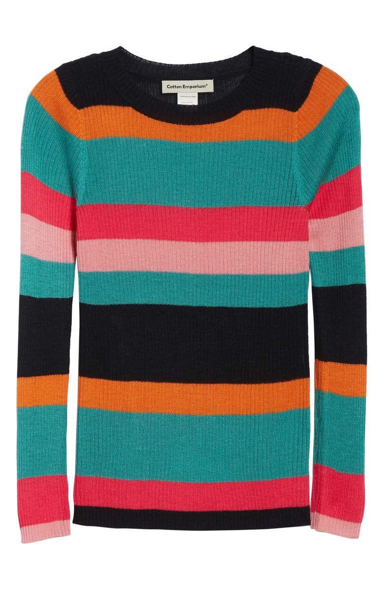 Cotton Emporium Rainbow Skivvy Stripe Sweater, Alternate, color, 