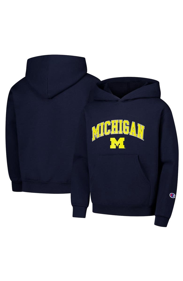 Champion Youth Champion Navy Michigan Wolverines Campus Pullover Hoodie, Alternate, color, Navy
