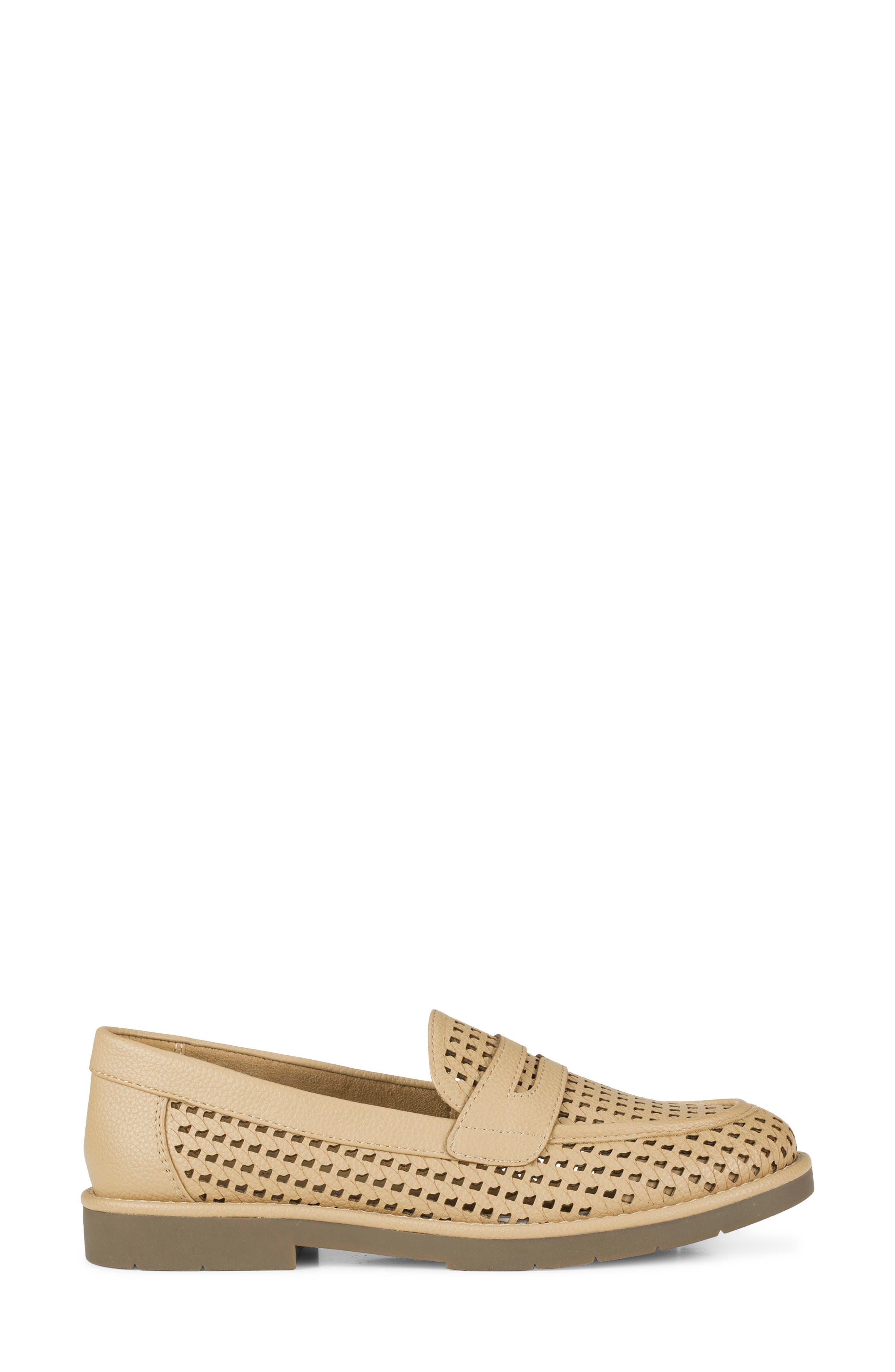 Calli Woven Faux Leather Loafer, Alternate, color, CAMEL