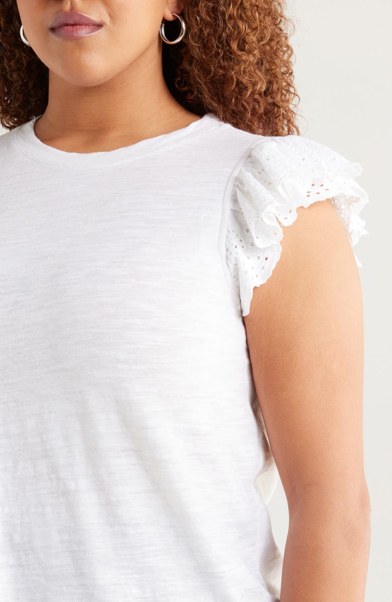 Caslon<sup>®</sup> Mixed Media Eyelet Trim Top, Alternate, color, White