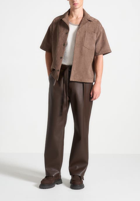 Serge Relaxed Fit Leather Pleated Trousers