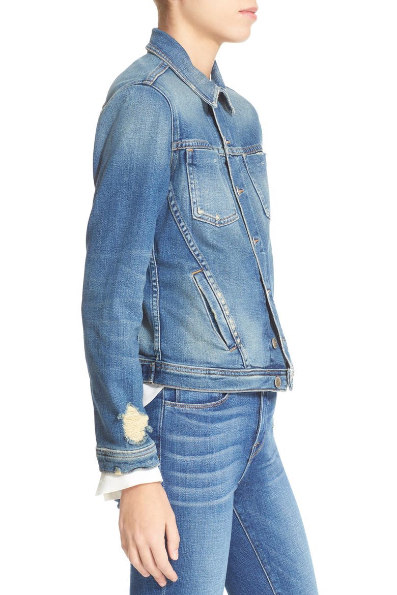 Slim Fit Denim Jacket, Alternate, color, AUTHENTIQUE DISTRESSED
