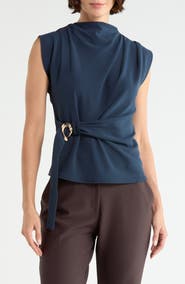 MELLODAY Buckle Front Extended Sleeve Top