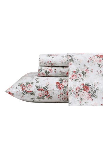 Laura Ashley Ashfield Floral Print Sheet Set In Pink