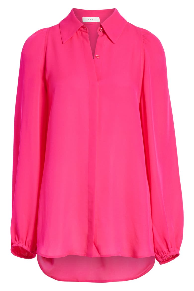 Lori Silk Blouse, Alternate, color, FLURO PINK