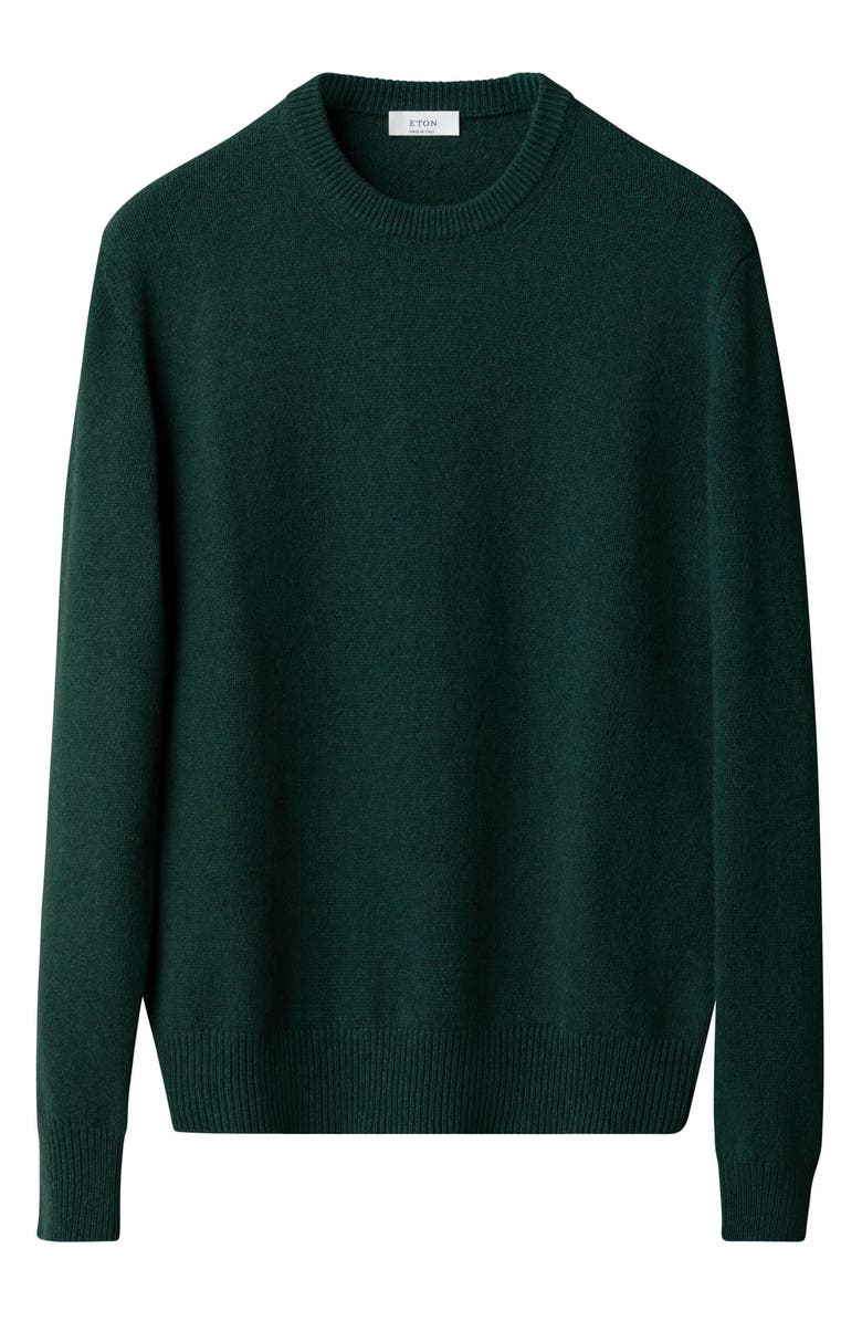 Eton Crewneck Cashmere Sweater, Alternate, color, Dark Green