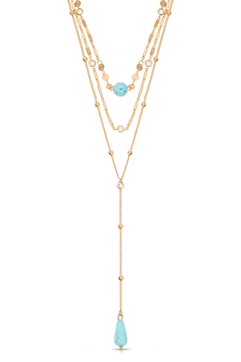 Layered Y-Necklace, Main, color, TURQUOISE
