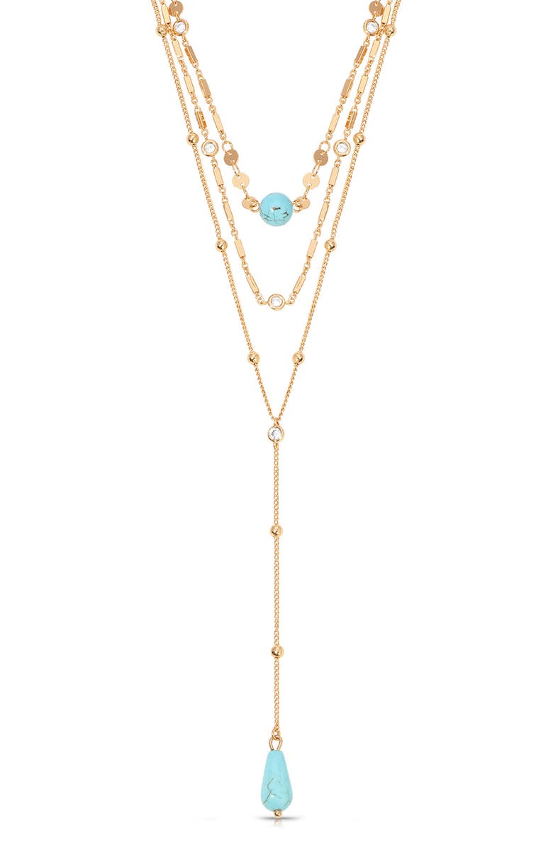Ettika Layered Y-Necklace, Main, color, Turquoise