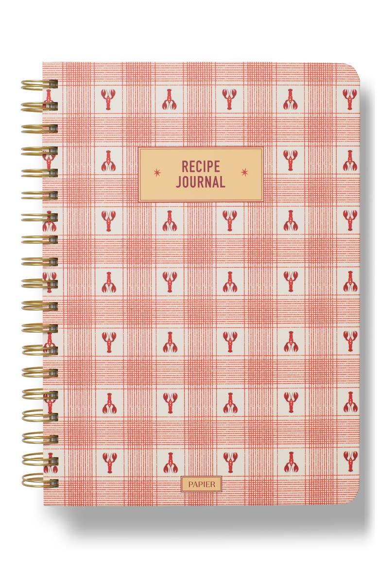 Lobster Gingham Recipe Journal, Main, color, RED